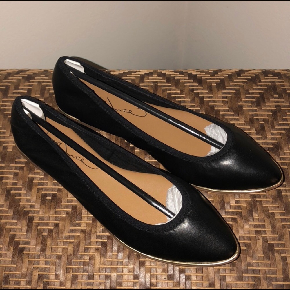Report Signature Black Flats With Gold Detail
